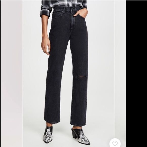 Slvrlake London Straight Black Jeans Long Gone Wash Size 25 - Picture 8 of 14